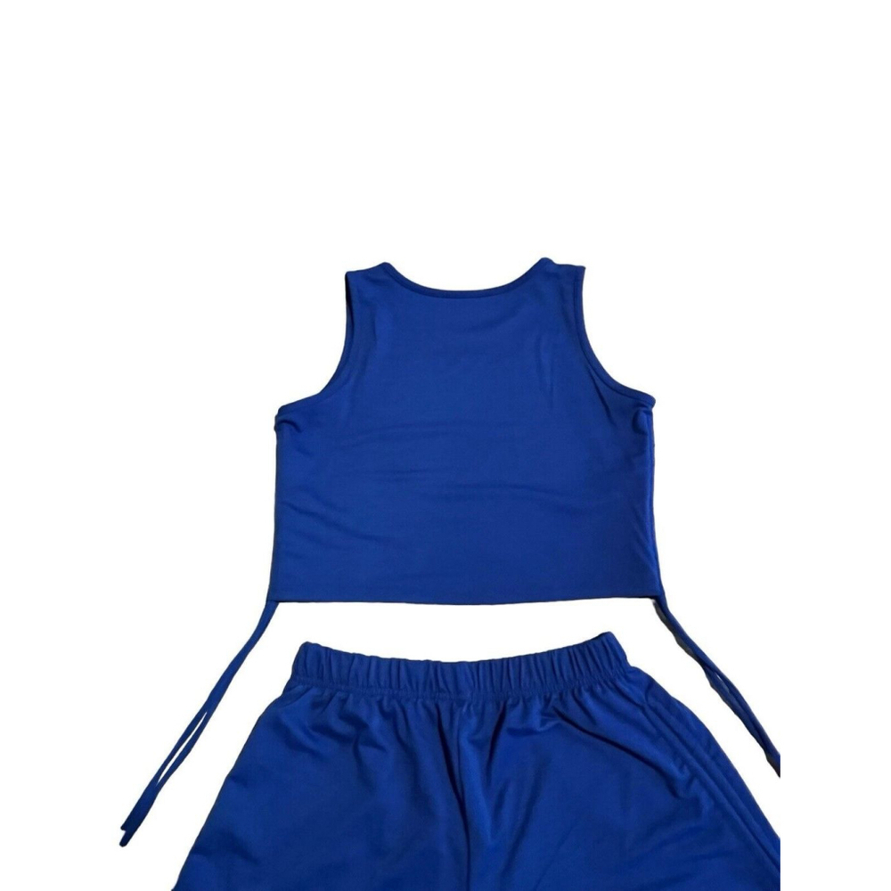 Shein Cretily Two Piece Set Cropped Tank Top and Shorts Womens Extra Large Blue - Picture 10 of 13